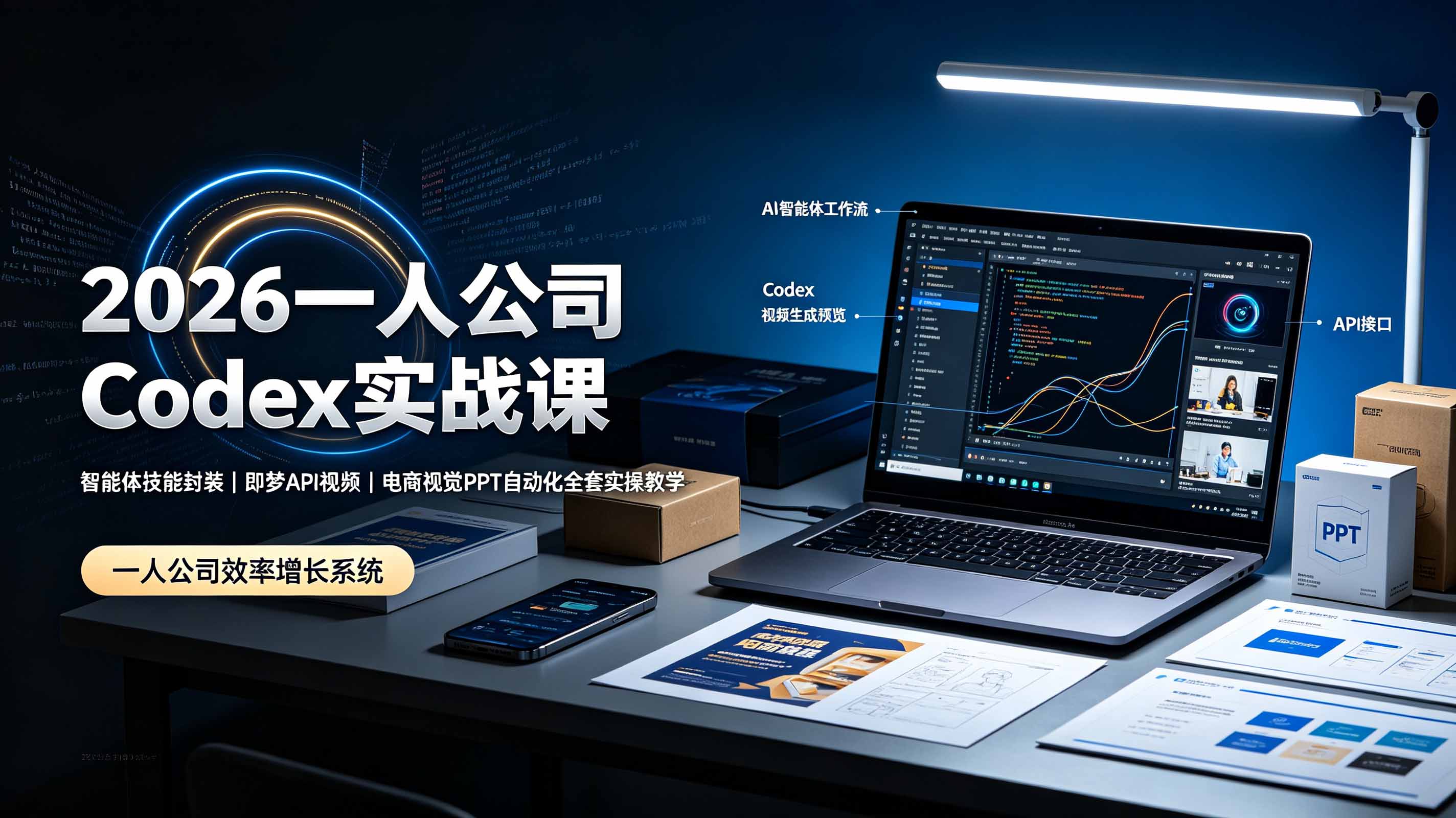 [AI人工智能]（19503期）2026一人公司Codex实战课◆智能体技能封装｜即梦API视频｜电商视觉PPT自动化全套实操教学