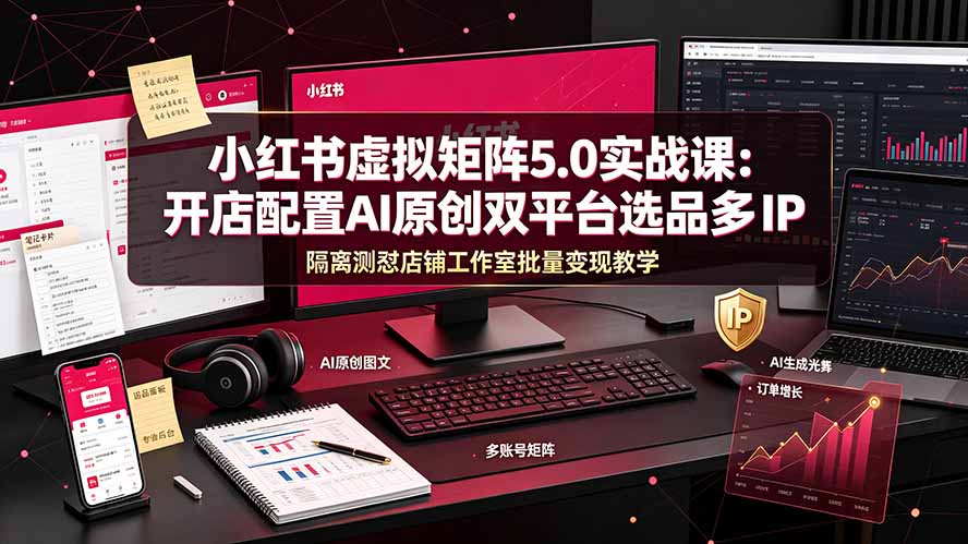 [小红书]（19521期）小红书虚拟矩阵5.0实战课：开店配置｜AI原创｜双平台选品｜多IP隔离｜测怼店铺工作室批量变现实操教学