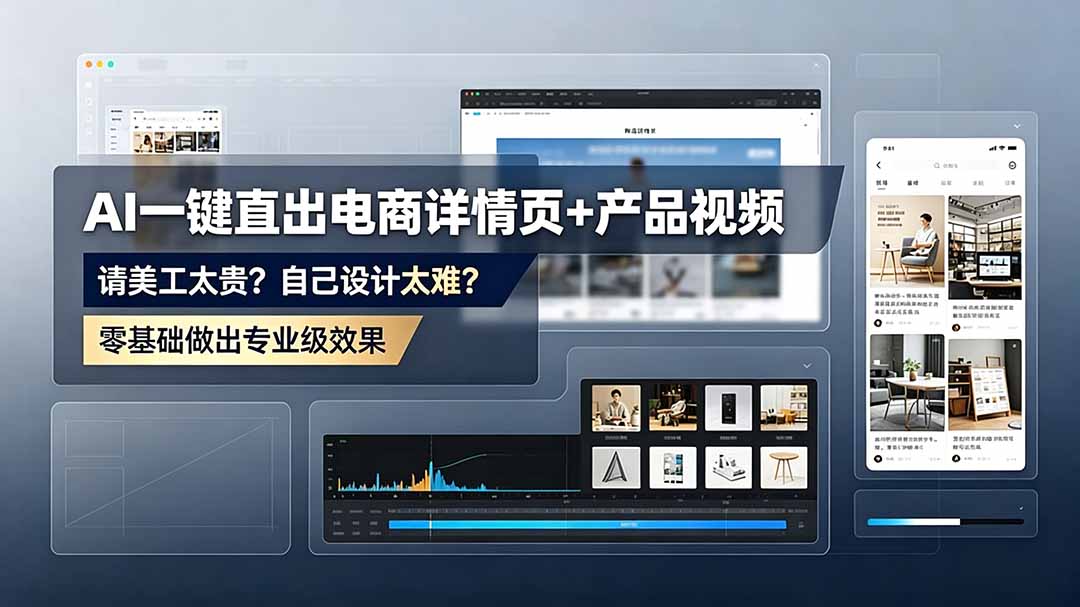 [AI人工智能]（19544期）请美工太贵？自己设计太难？AI一键直出电商详情页+产品视频，零基础做出专业级效果 (更新)