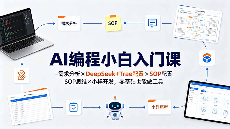 [AI人工智能]（19539期）AI编程小白入门课-需求分析×DeepSeek+Trae配置×SOP思维×小样开发，零基础也能做工具-第1张图片-智慧创业网