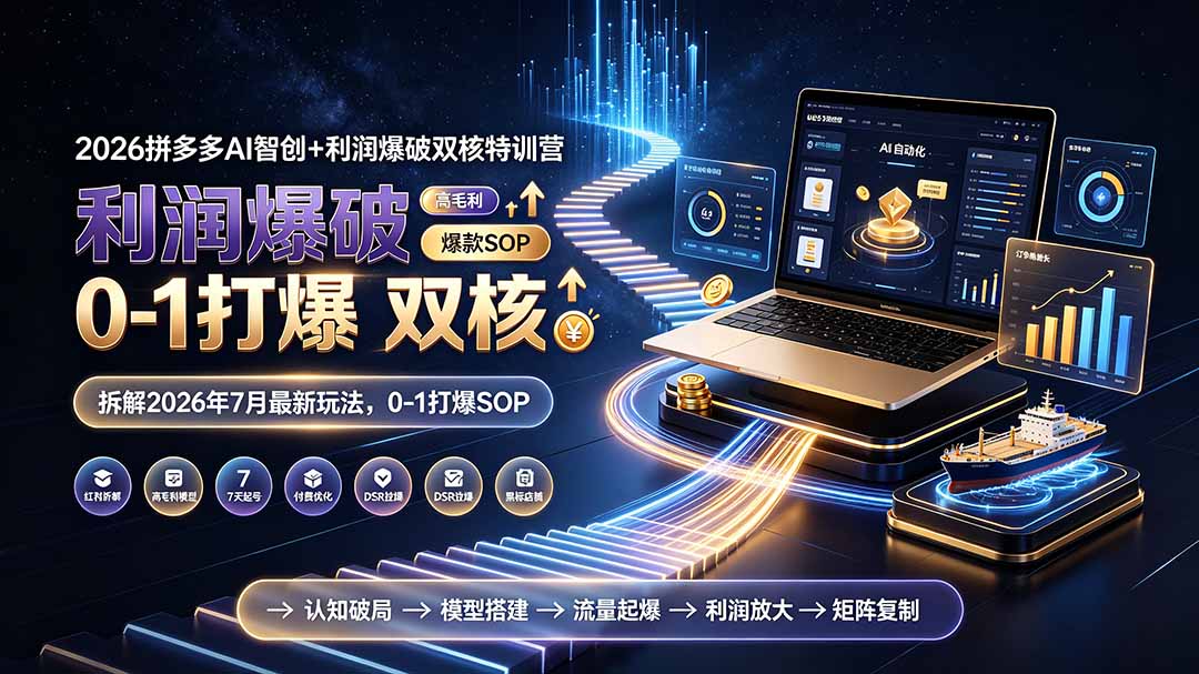 [国内电商]（19562期）2026拼多多AI智创+利润爆破双核特训营-更新：拆解2026年7月最新玩法，0-1打爆SOP