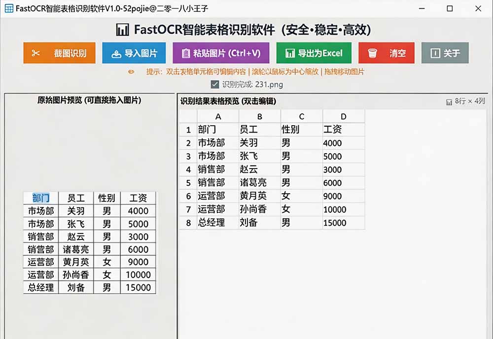 [其它资料]（19609期）体积仅70MB，图片一键智能提取表格工具来了！完全免费且离线使用，FastOCR智能表格识别软件V1.0-第3张图片-智慧创业网