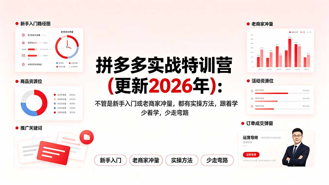 [国内电商]（19724期）拼多多实战特训营(更新2026年)：不管是新手入门或老商家冲量，都有实操方法，跟着学，少走弯路-第1张图片-智慧创业网
