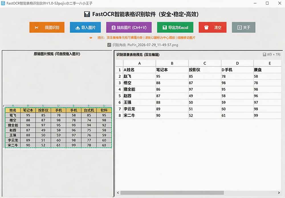 [其它资料]（19609期）体积仅70MB，图片一键智能提取表格工具来了！完全免费且离线使用，FastOCR智能表格识别软件V1.0-第4张图片-智慧创业网