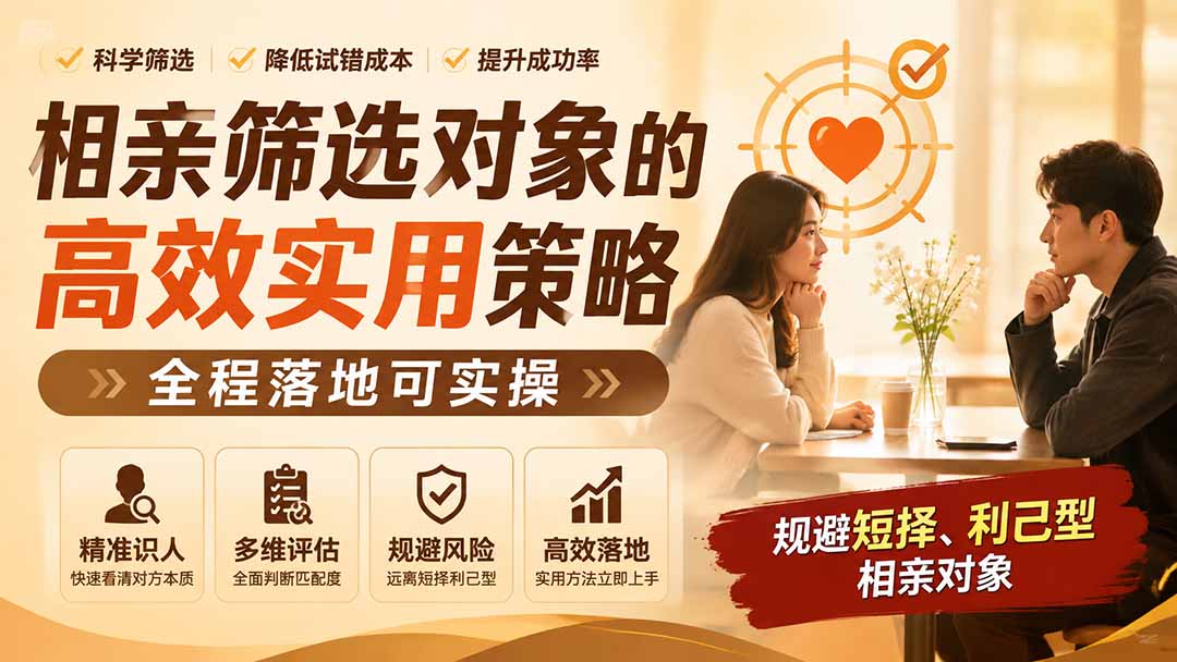 [其它资料]（19727期） 付费文章：相亲筛选对象的高效实用策略，全程落地可实操，规避短择、利己型相亲对象-第1张图片-智慧创业网