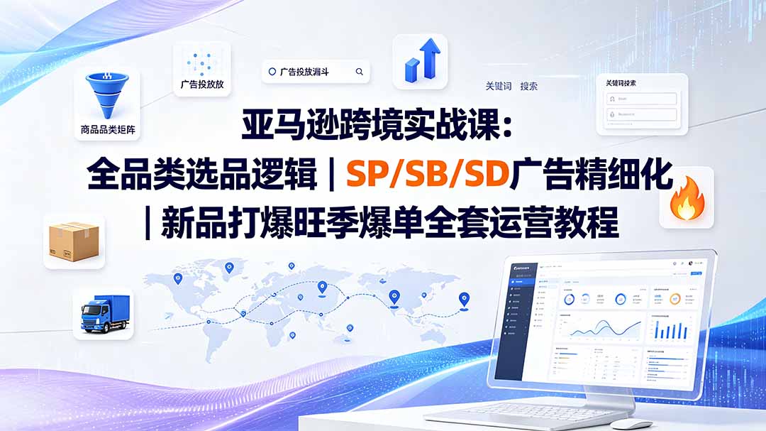 [跨境电商]（19563期）亚马逊跨境实战课-更新：全品类选品逻辑｜SP/SB/SD广告精细化｜新品打爆旺季爆单全套运营教程