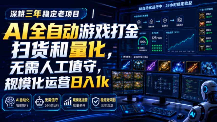 [虚拟项目]（19576期）AI全自动游戏打金扫货和量化，规模化运营日入1k，深耕三年稳定老项目！-第1张图片-智慧创业网
