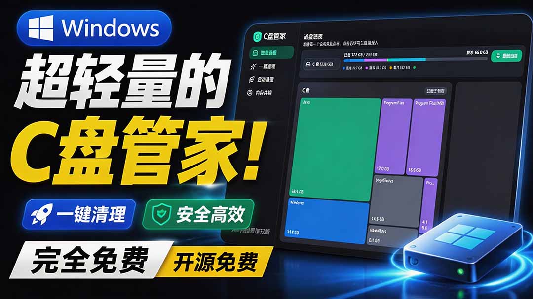 [其它资料]（19750期）Windows 超轻量的C盘管家！超级有特点，支持磁盘分析及清理提醒，2M大小体积，完全免费 C盘管家-第1张图片-智慧创业网