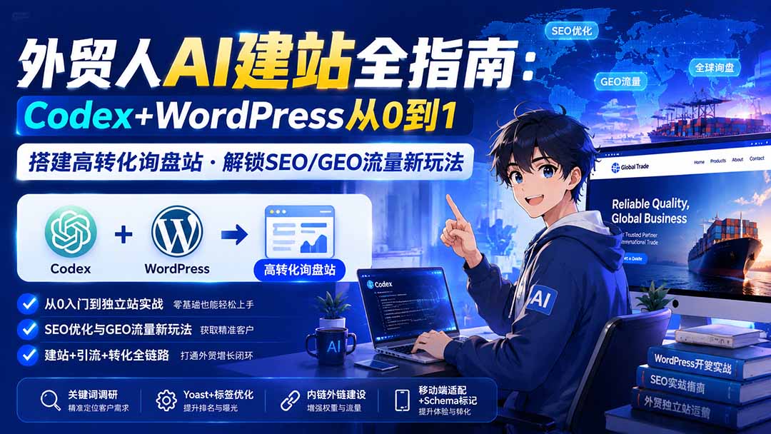 [国外项目]（19818期）外贸人AI建站全指南：Codex+WordPress从0到1·搭建高转化询盘站·解锁SEO/GEO流量新玩法-更新-第2张图片-智慧创业网