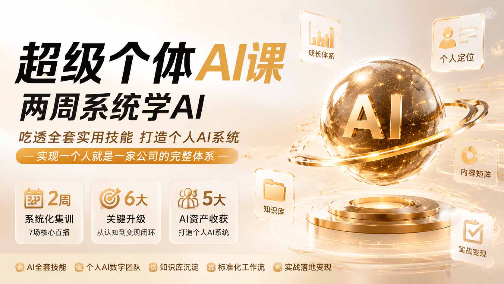 [新媒体]（19827期）超级个体AI课两周系统学AI；吃透全套实用技能打造个人AI系统，实现一个人就是一家公司的完整体系