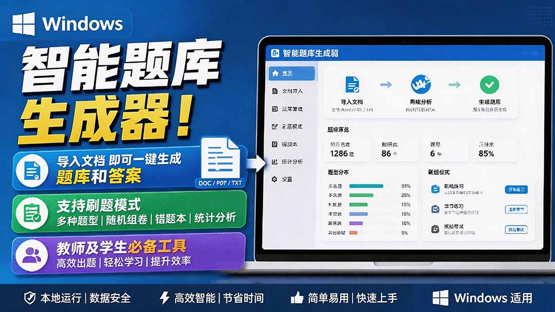 [其它资料]（19855期）Windows 智能题库刷题软件！导入文档一键生成题库和答案，并支持刷题模式，教师及学生必备工具 原创-第2张图片-智慧创业网