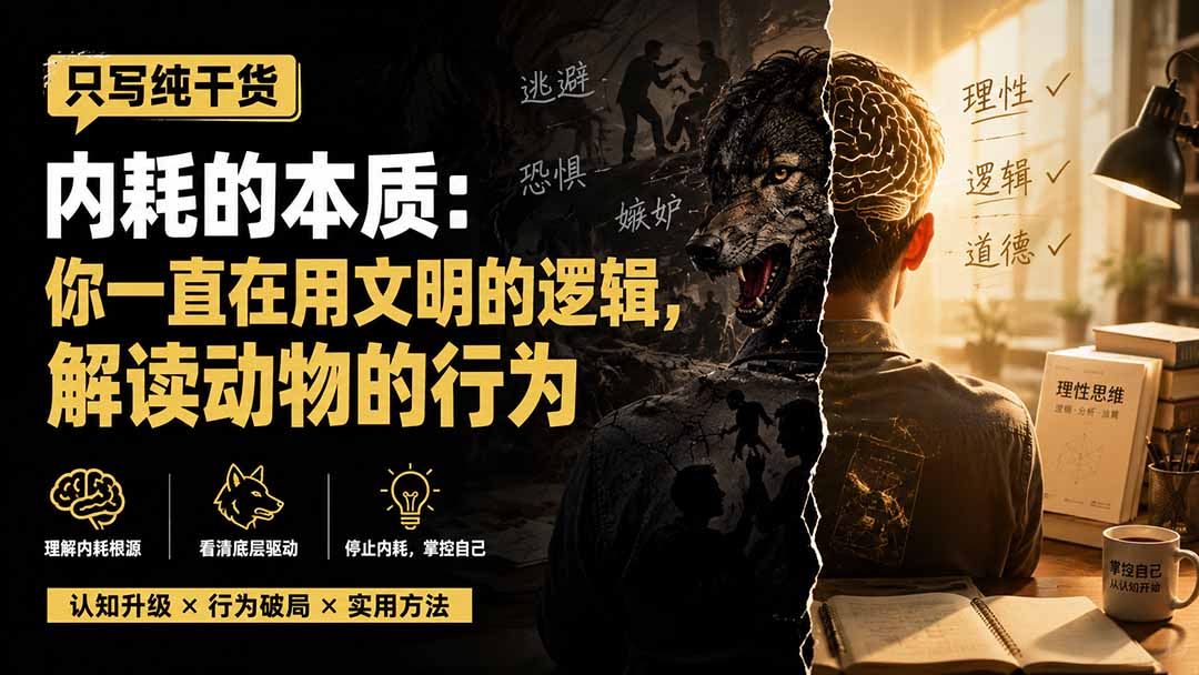 [其它资料]（19849期）付费文章：只写纯干货-内耗的本质：你一直在用文明的逻辑，解读动物的行为-第1张图片-智慧创业网