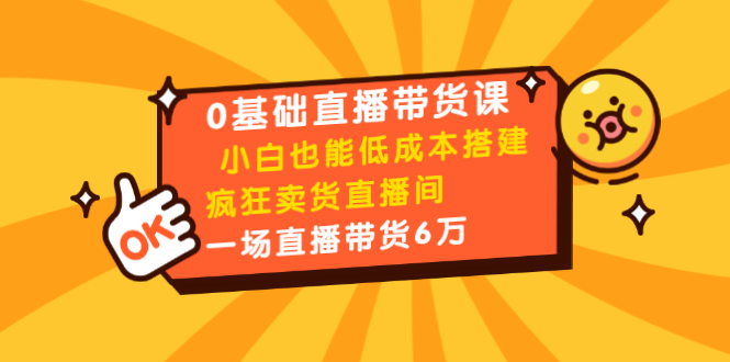 [直播带货]（1472期）0基础直播带货课：小白也能低成本搭建疯狂卖货直播间：1场直播带货6万