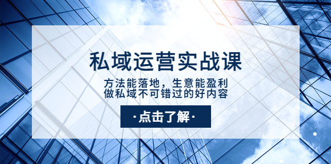 [新媒体]（3707期）私域运营实战课：方法能落地，生意能盈利，做私域不可错过的好内容