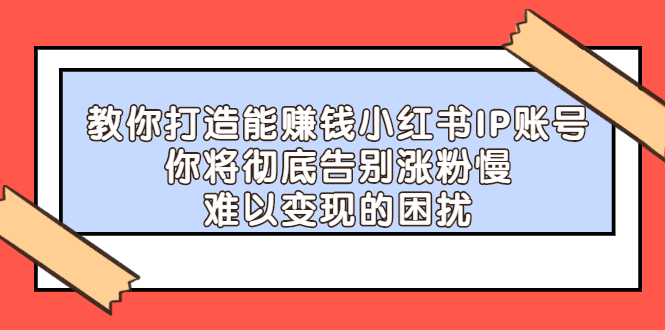 [小红书]（2266期）教你打造能赚钱小红书IP账号：你将彻底告别涨粉慢，难以变现的困扰
