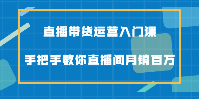 [直播带货]（2078期）直播带货运营入门课，手把手教你直播间月销百万