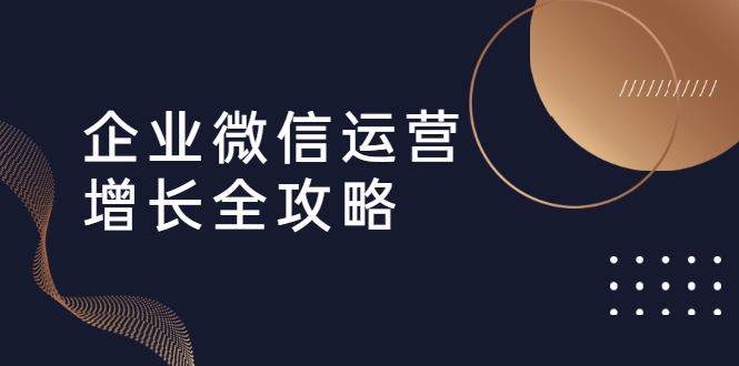 [引流-涨粉-软件]（1625期）企业微信运营增长全攻略：引流+裂变+运营+成交（16节体系课）