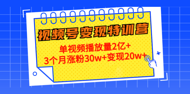 [热门给力项目]（4455期）20天视频号变现特训营：单视频播放量2亿+3个月涨粉30w+变现20w+