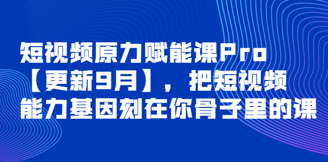 [短视频运营]（3888期）短视频原力赋能课Pro【更新9月】，把短视频能力基因刻在你骨子里的课