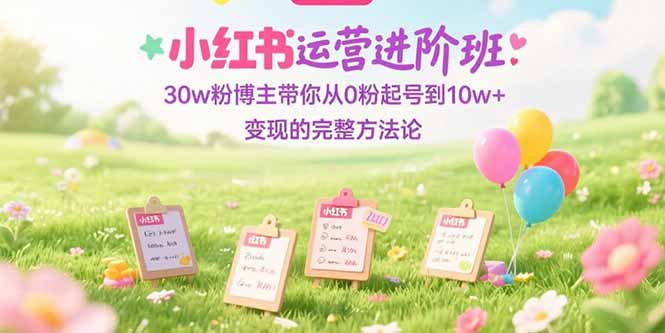 [小红书]（15318期）小红书运营进阶班：30w粉博主带你从0粉起号到10w+变现的完整方法论
