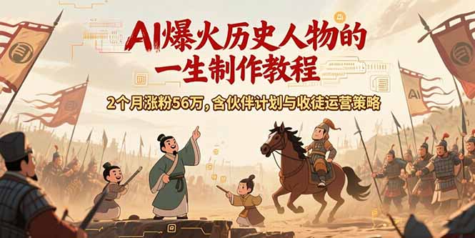 [短视频运营]（15336期）AI历史人物赛道课程，2个月涨粉56万，含伙伴计划与收徒运营策略