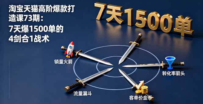 [国内电商]（16200期）淘宝天猫高阶爆款打造课73期：7天爆1500单的4剑合1战术