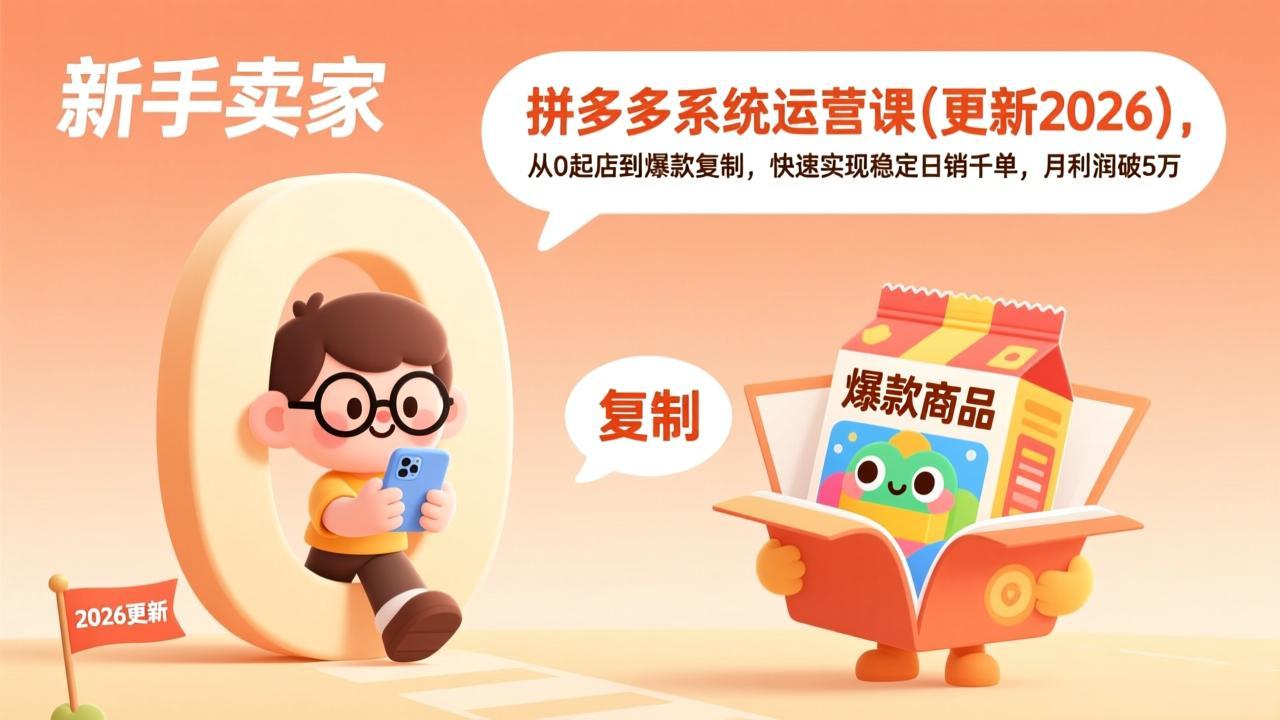 [国内电商]（17202期）拼多多系统运营课(更新2026)，从0起店到爆款复制，快速实现稳定日销千单，月利润破5万-第1张图片-智慧创业网