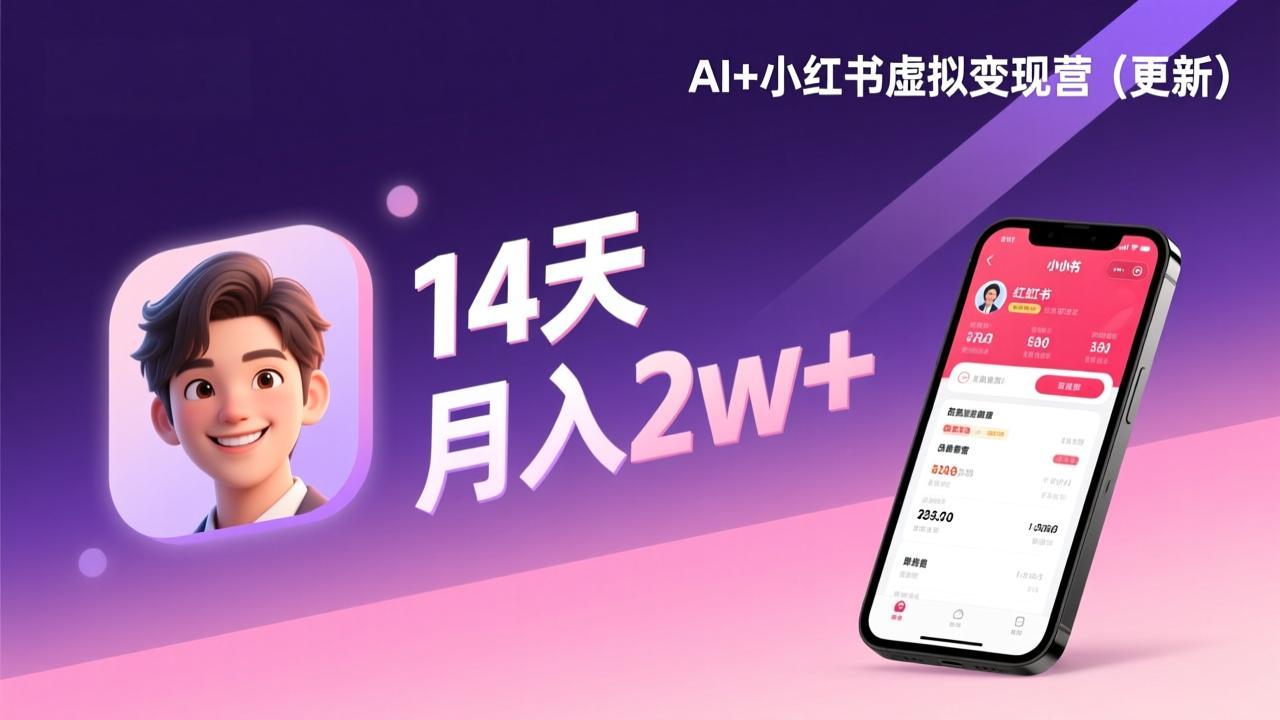 [小红书]（17275期）AI+小红书虚拟变现营（更新），14天掌握选品、笔记、成交，打造自动化月入2w+事业