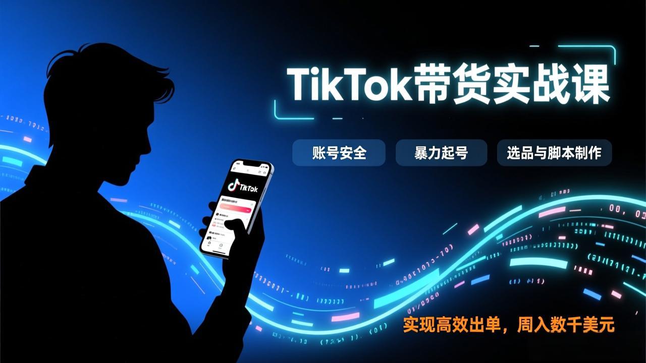 [跨境电商]（17278期）TikTok带货实战课，涵盖账号安全、暴力起号、选品与脚本制作，实现高效出单，周入数千美元