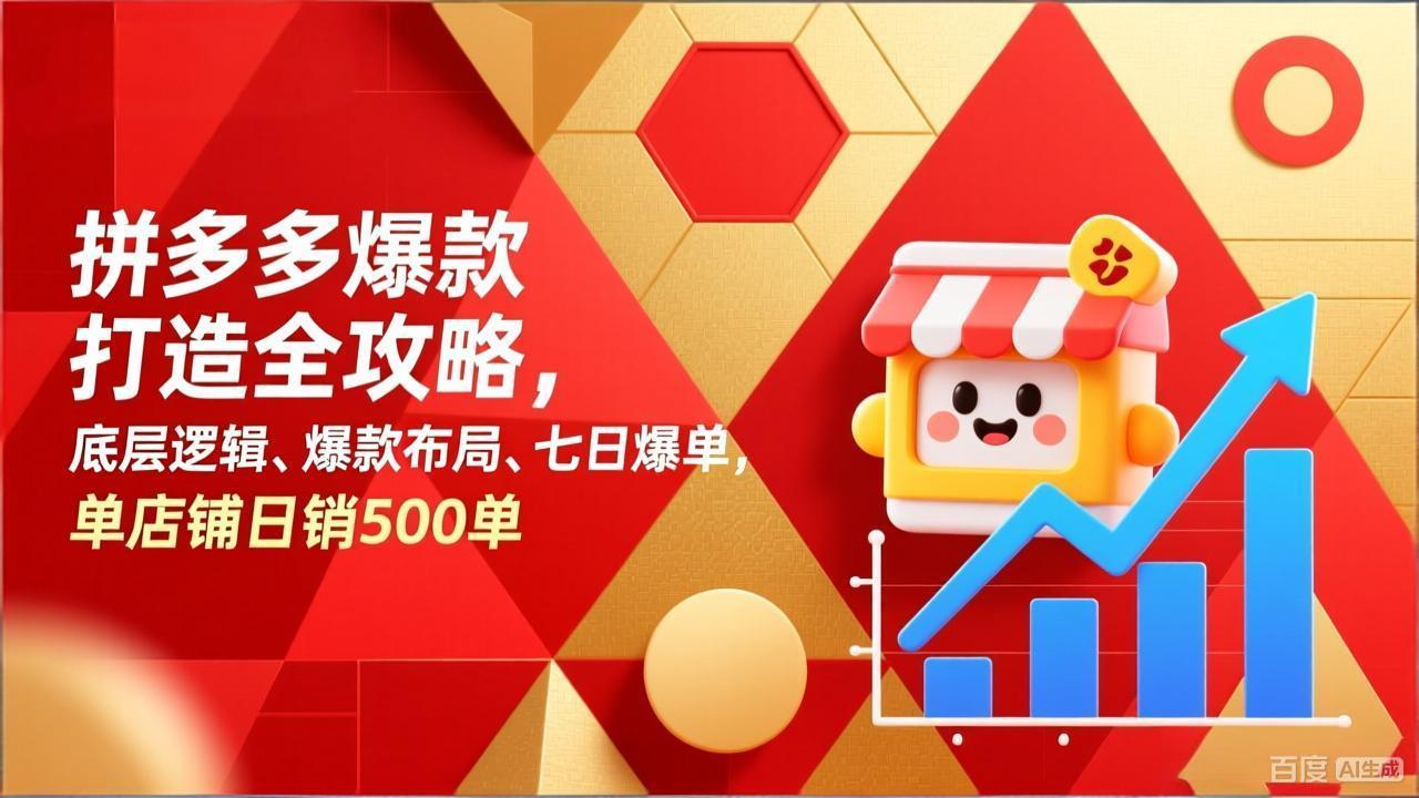 [国内电商]（17346期）拼多多爆款打造全攻略，底层逻辑、爆款布局、七日爆单，单店铺日销500单