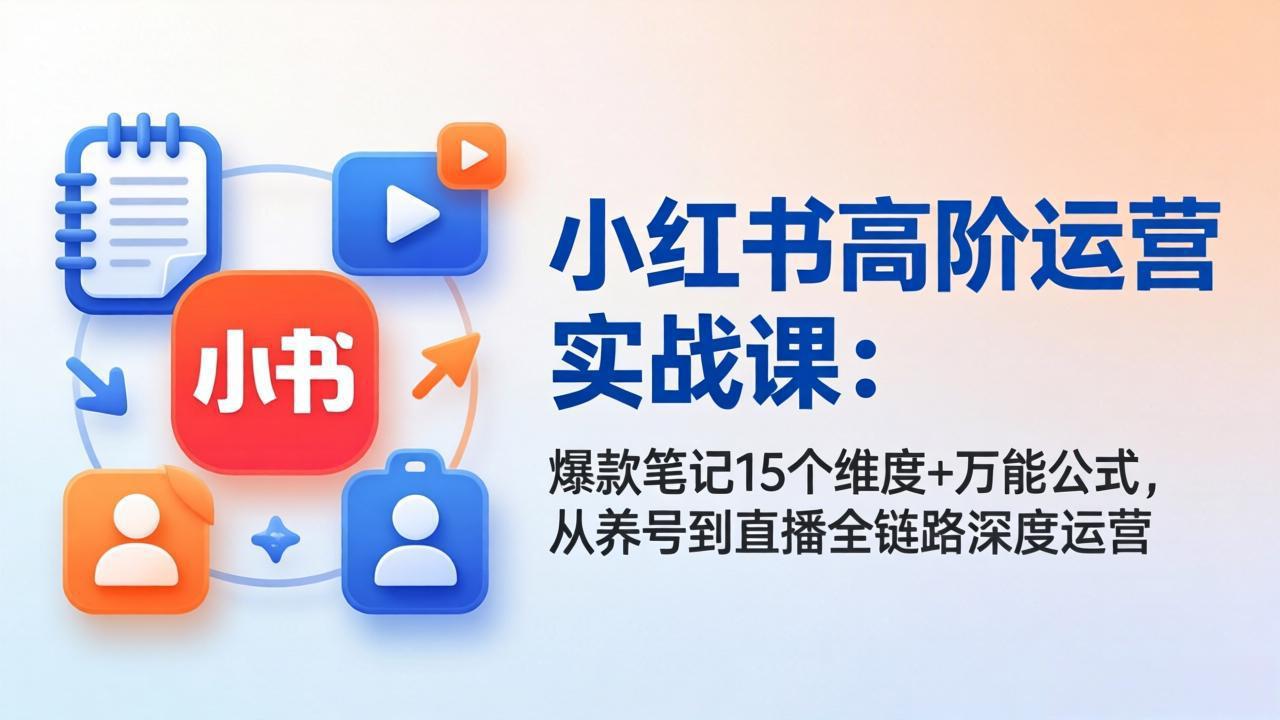 [小红书]（17844期）小红书高阶运营实战课：爆款笔记15个维度+万能公式，从养号到直播全链路深度运营-第1张图片-智慧创业网