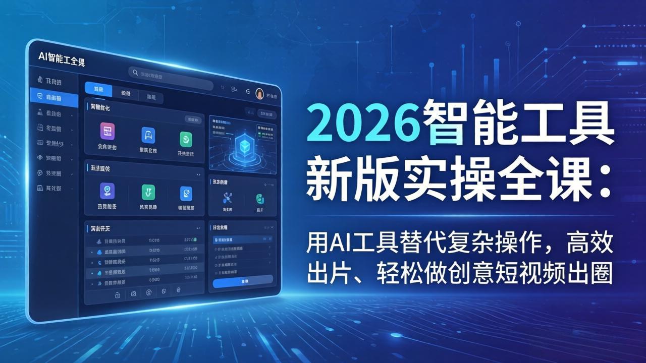 [人工智能]（18005期）2026智能工具新版实操全课：用AI工具替代复杂操作，高效出片、轻松做创意短视频出圈-第1张图片-智慧创业网