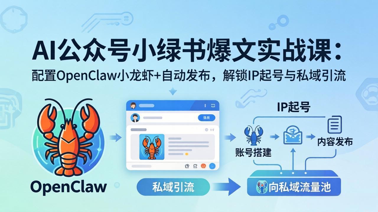 [公众号]（18132期）AI公众号小绿书变现实战课：小绿书爆文写作+OpenClaw自动发布，解锁IP起号与私域引流-第1张图片-智慧创业网