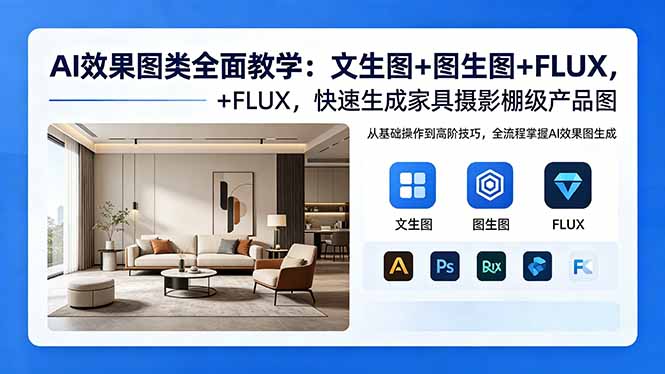 [虚拟项目]（18452期）AI效果图类全面教学：文生图+图生图+FLUX，快速生成家具摄影棚级产品图-第1张图片-智慧创业网