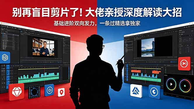 [短视频运营]（18384期）别再盲目剪片了！大佬亲授深度解读大招，基础进阶双向发力，一条过精选拿独家-第1张图片-智慧创业网