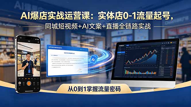 [引流涨粉]（18451期）AI爆店实战运营课：实体店0-1流量起号，同城短视频+AI文案+直播全链路实战-第1张图片-智慧创业网