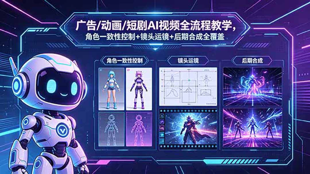 [AI人工智能]（18455期）广告/动画/短剧AI视频全流程教学，角色一致性控制+镜头运镜+后期合成全覆盖-第1张图片-智慧创业网
