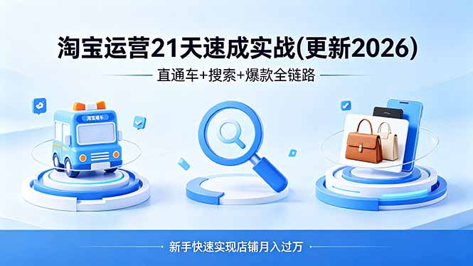 [国内电商]（18316期）淘宝运营21天速成实战(更新4月)，直通车+搜索+爆款全链路，新手快速实现店铺月入过万-第1张图片-智慧创业网