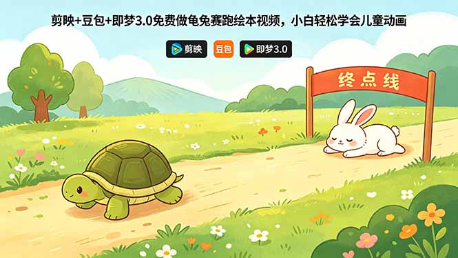 [AI人工智能]（18434期）剪映+豆包+即梦3.0免费做龟兔赛跑绘本视频，小白轻松学会儿童动画-第1张图片-智慧创业网
