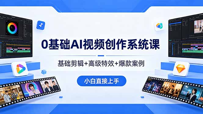 [短视频运营]（18354期）0基础AI视频创作系统课，基础剪辑+高级特效+爆款案例，小白直接上手-第1张图片-智慧创业网