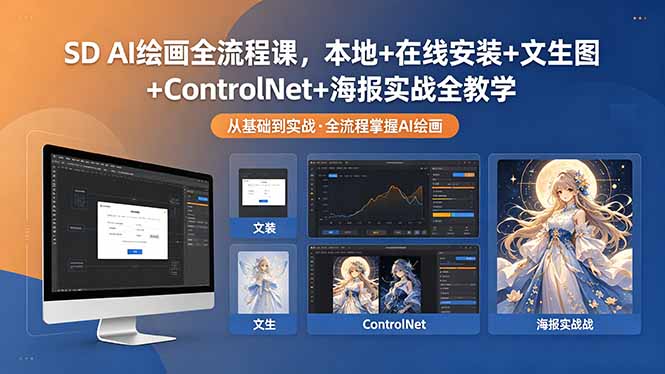 [设计教程]（18453期）SD AI绘画全流程课，本地+在线安装+文生图+ControlNet+海报实战全教学-第1张图片-智慧创业网