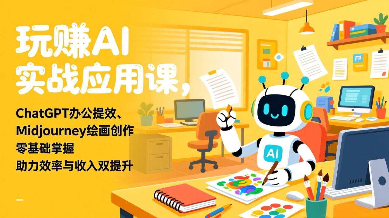 [人工智能]（17295期）玩赚AI实战应用课，ChatGPT办公提效、Midjourney绘画创作，零基础掌握，助力效率与收入双提升-第1张图片-智慧创业网