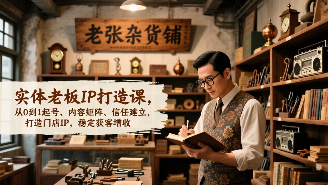 [短视频运营]（17064期）实体老板IP打造课，从0到1起号、内容矩阵、信任建立，打造门店IP，稳定获客增收