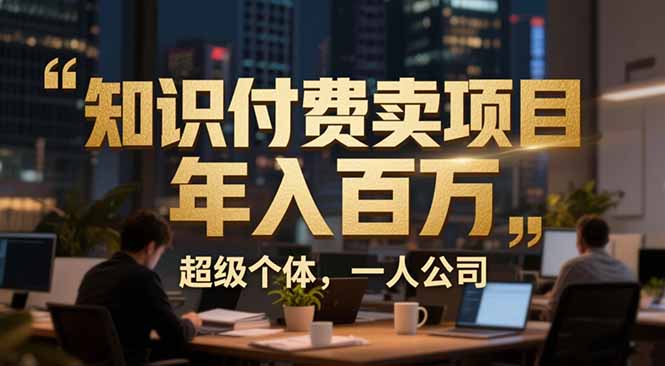 [虚拟项目]（17134期）从0到年入百万：超级个体实战心得公开，个人IP×精准引流×成交系统全拆解-第1张图片-智慧创业网