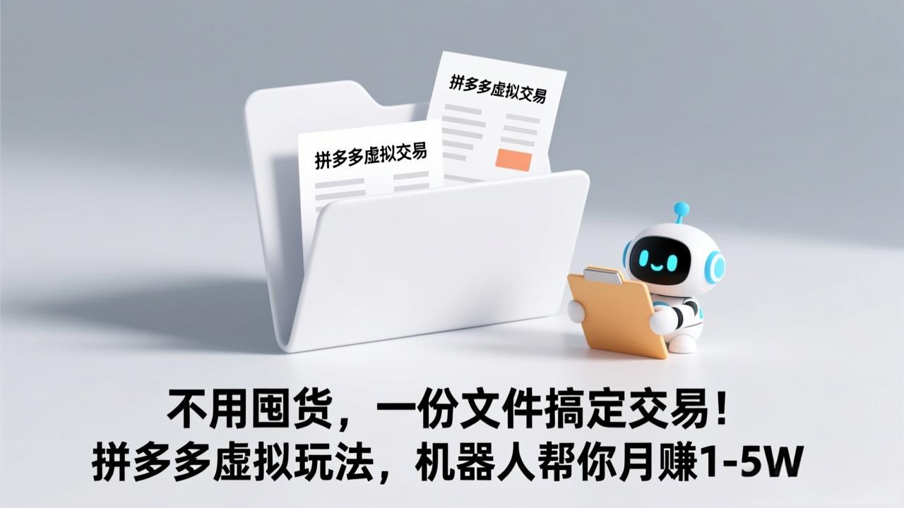 [虚拟项目]（17265期）不用囤货，一份文件搞定交易！拼多多虚拟玩法，机器人帮你月赚 1-5W-第1张图片-智慧创业网