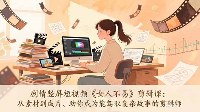 [短视频运营]（17305期）剧情竖屏短视频《女人不易》剪辑课：从素材到成片、助你成为能驾驭复杂故事的剪辑师