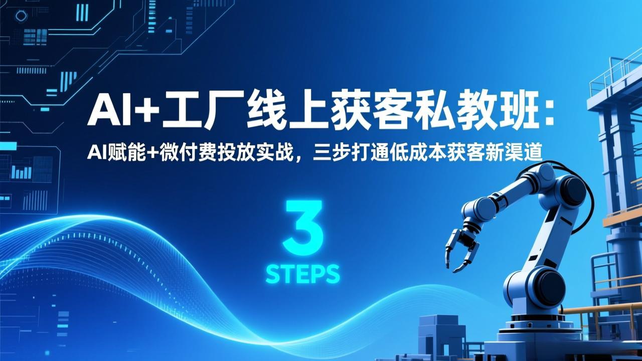 [虚拟项目]（17180期）AI+工厂线上获客私教班：AI赋能+微付费投放实战，三步打通低成本获客新渠道-第1张图片-智慧创业网