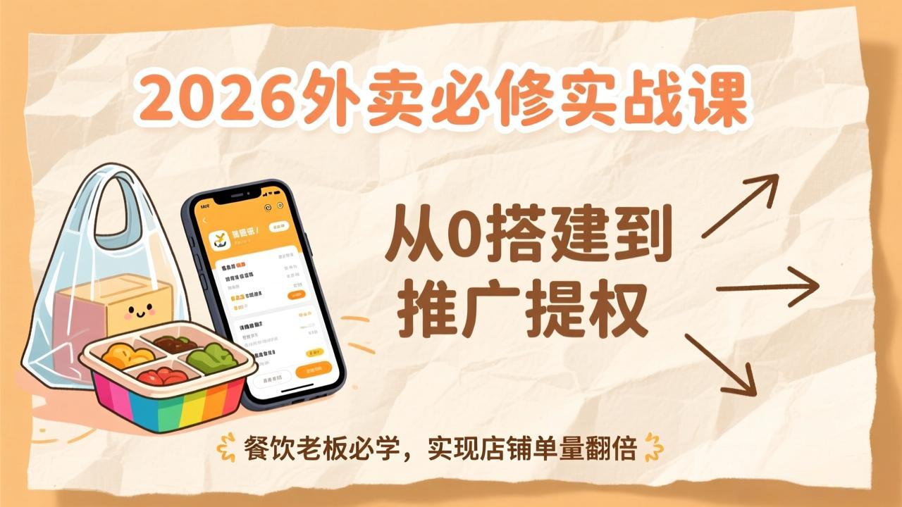[创业项目]（17214期）2026外卖必修实战课：从0搭建到推广提权，餐饮老板必学，实现店铺单量翻倍-第1张图片-智慧创业网