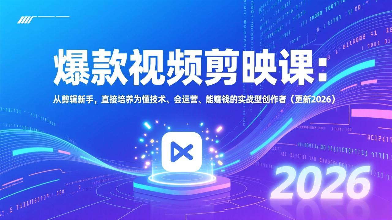 [短视频运营]（17232期）爆款视频剪映课：从剪辑新手，直接培养为懂技术、会运营、能赚钱的实战型创作者（更新2026）