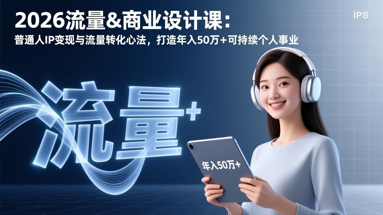 [创业项目]（17246期）2026流量&amp;商业设计课：普通人IP变现与流量转化心法，打造年入50万+可持续个人事业-第1张图片-智慧创业网